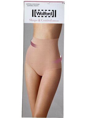 WOLFORD SHAPE & CONTROL COTTON CONTOUR PANTY 6 US BLACK NEW